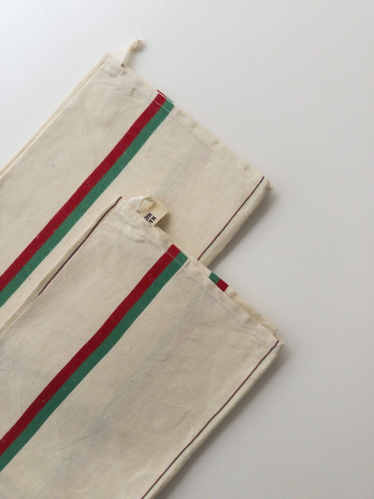 Vintage striped tea towel - chalk