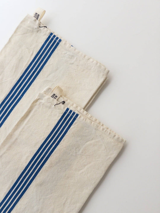 Vintage striped tea towel - chalk