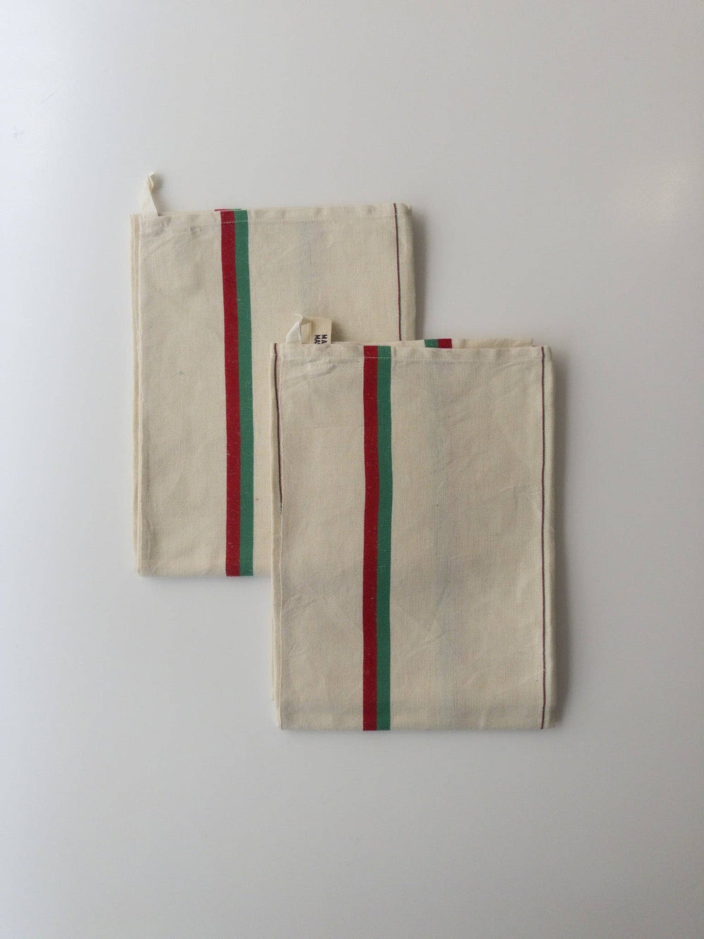 Vintage striped tea towel - chalk