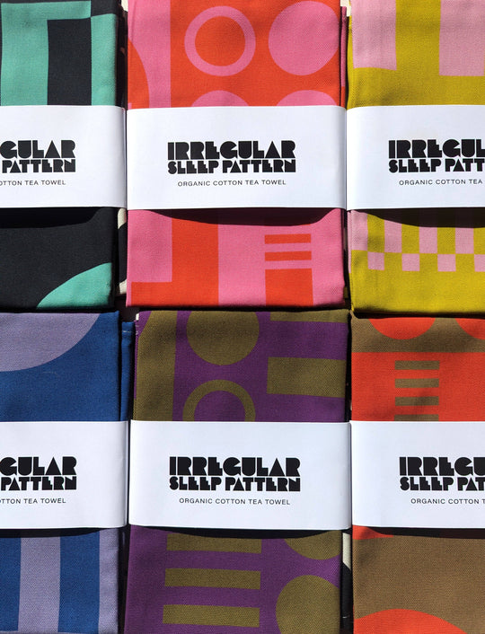 Organic Cotton Bold Geometric Tea Towels (made in UK)