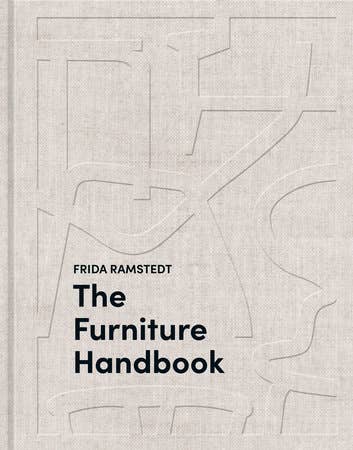 Cover of 'The Furniture Handbook' by Frida Ramstedt, featuring a graphic design with lines and shapes resembling furniture outlines on a beige background.
