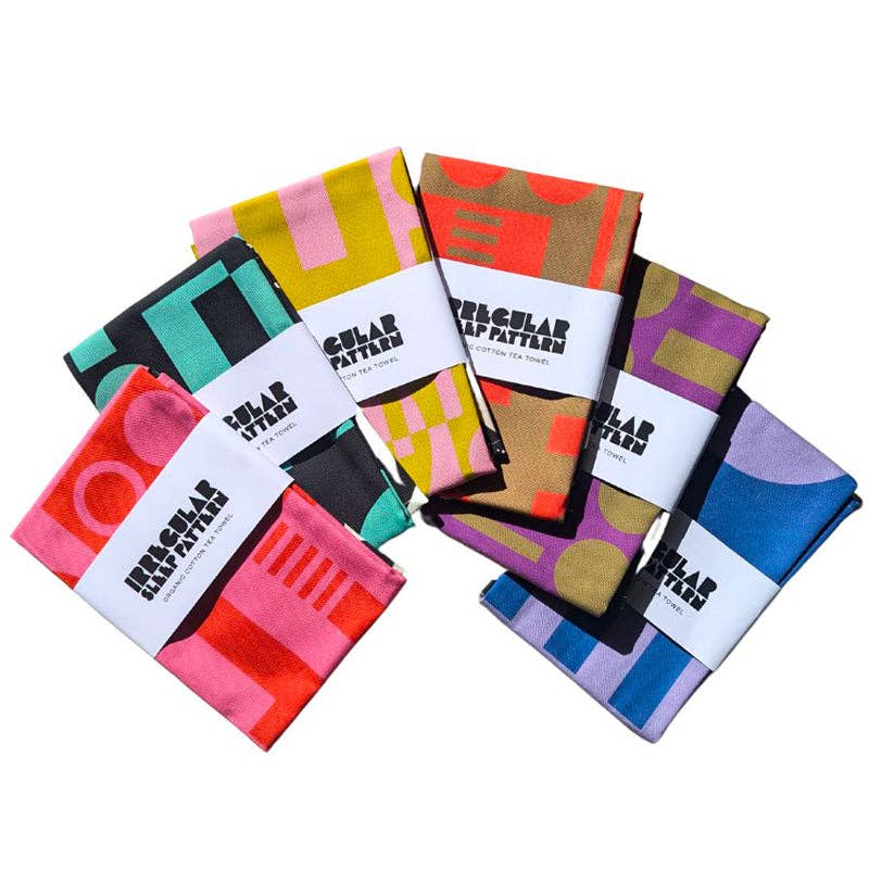 Organic Cotton Bold Geometric Tea Towels (made in UK)