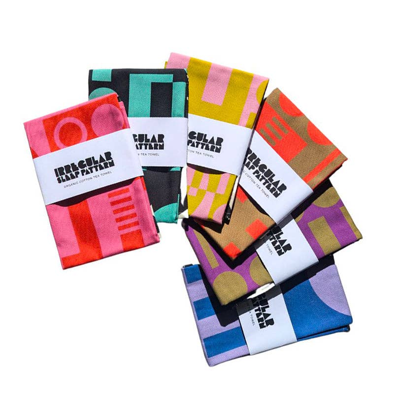 Organic Cotton Bold Geometric Tea Towels (made in UK)