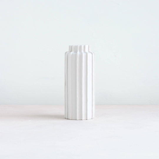 Ceramic Ribbed Cylinder Vases