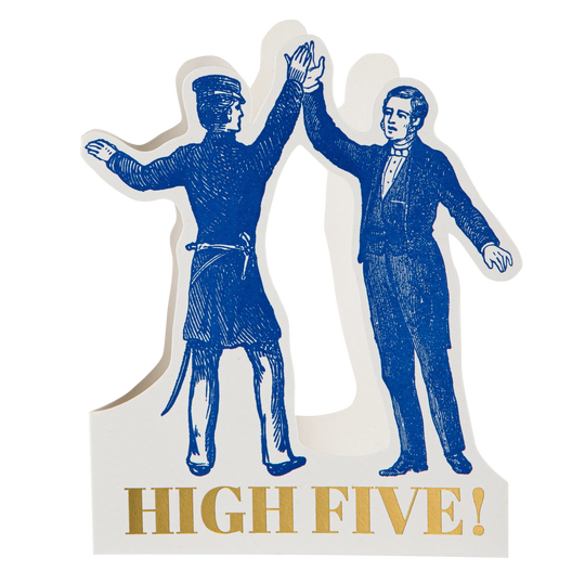 Two illustrated figures giving a high-five with 'HIGH FIVE!' text below on a white background
