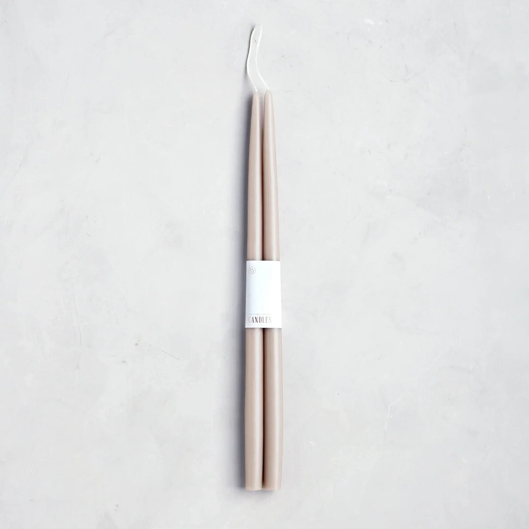 18 inch Greige dipped taper candles