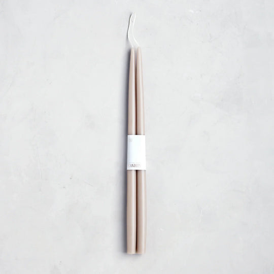 18 inch Greige dipped taper candles