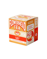 Box of Flowerhead Tea with orange and white design on a white background