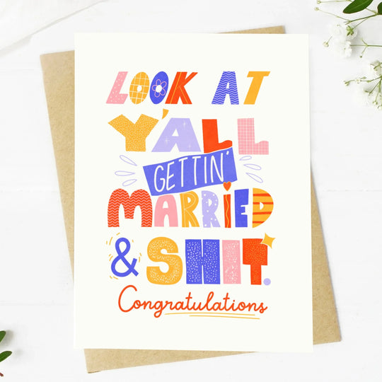 Colorful greeting card with text on a white background