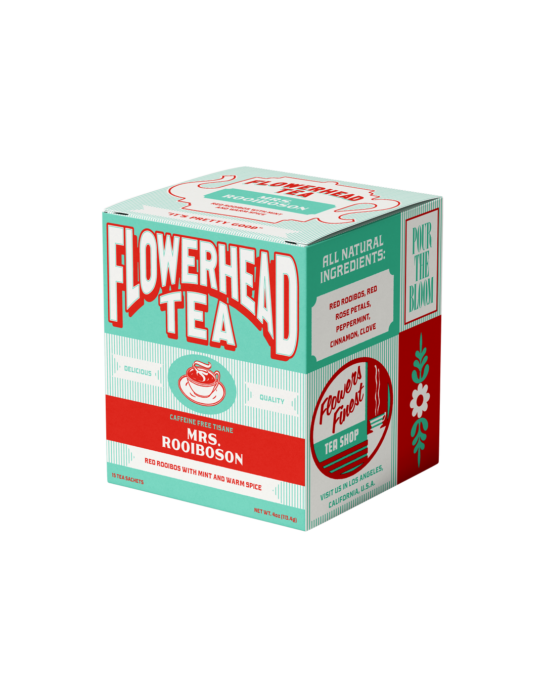 Box of Flowerhead Tea on a white background