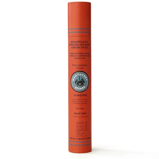 Mosquito & fly repelling outdoor garden sticks with spiced coffee scent, natural botanical formula