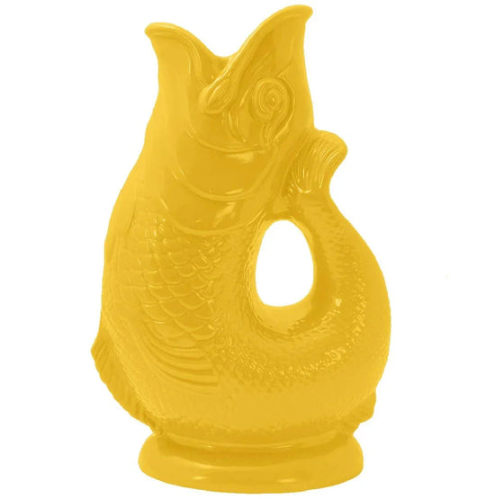Yellow Gluggle Jug ceramic fish pitcher