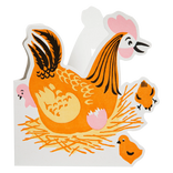 Illustration of a mother hen with chicks on a white background