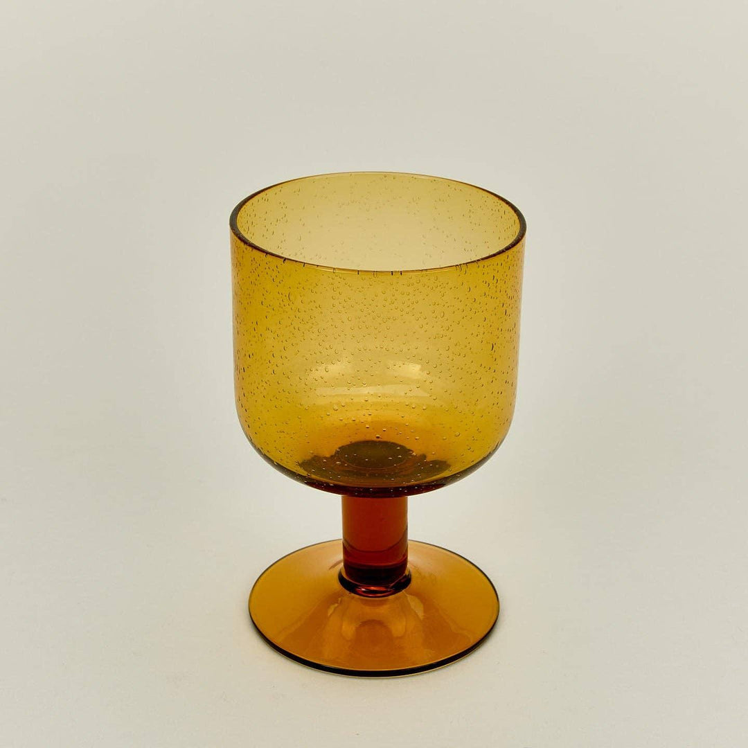 Amber glass goblet with bubble texture, elegant stemware for home decor or gifting