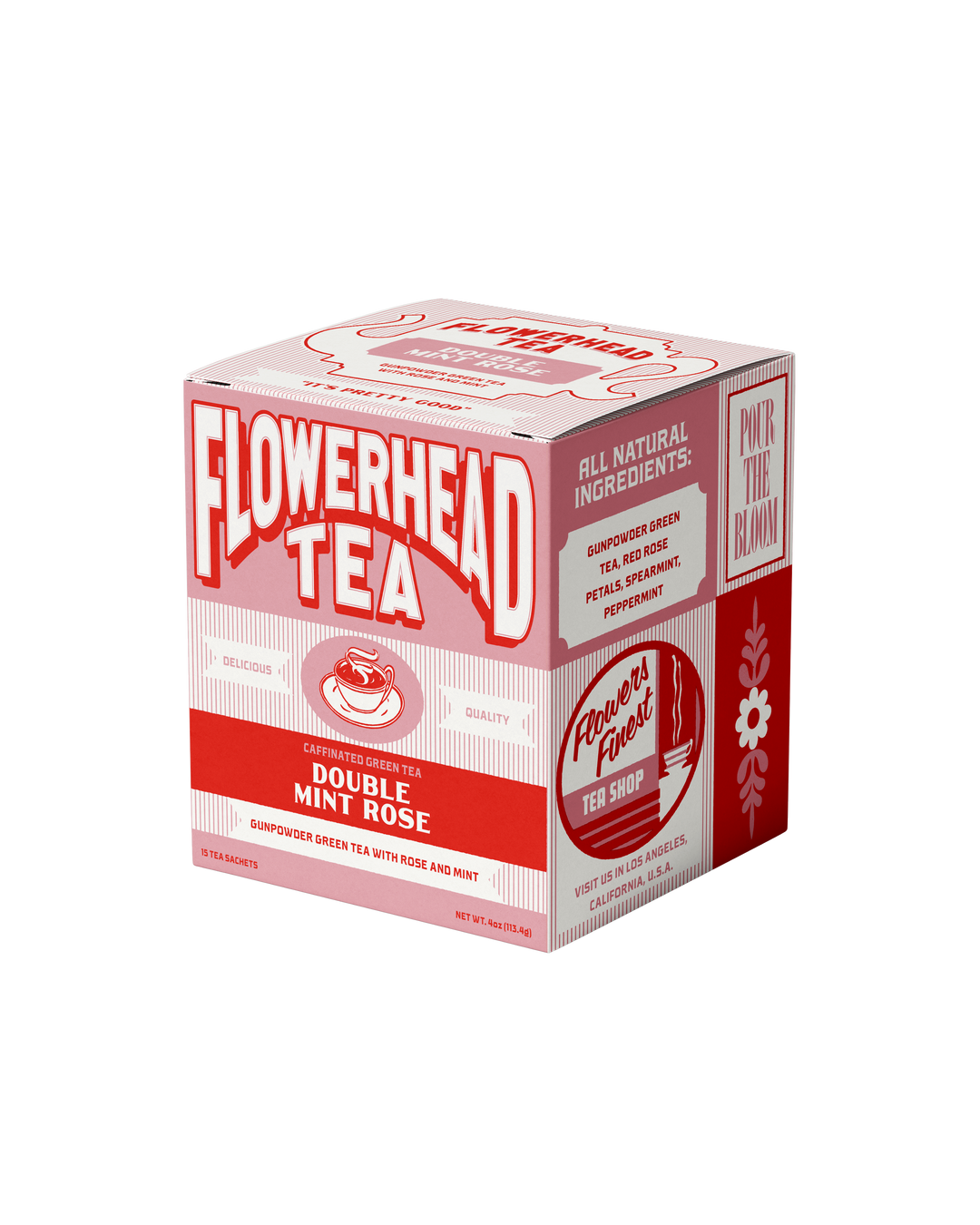 Box of Flowerhead Tea on a white background