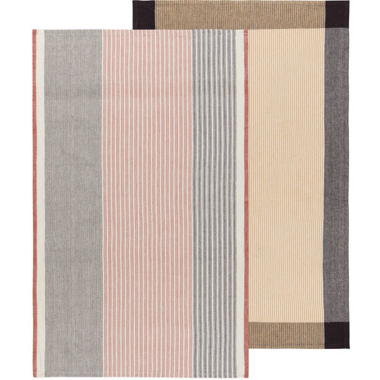 Set of striped rugs in various colors on a white background