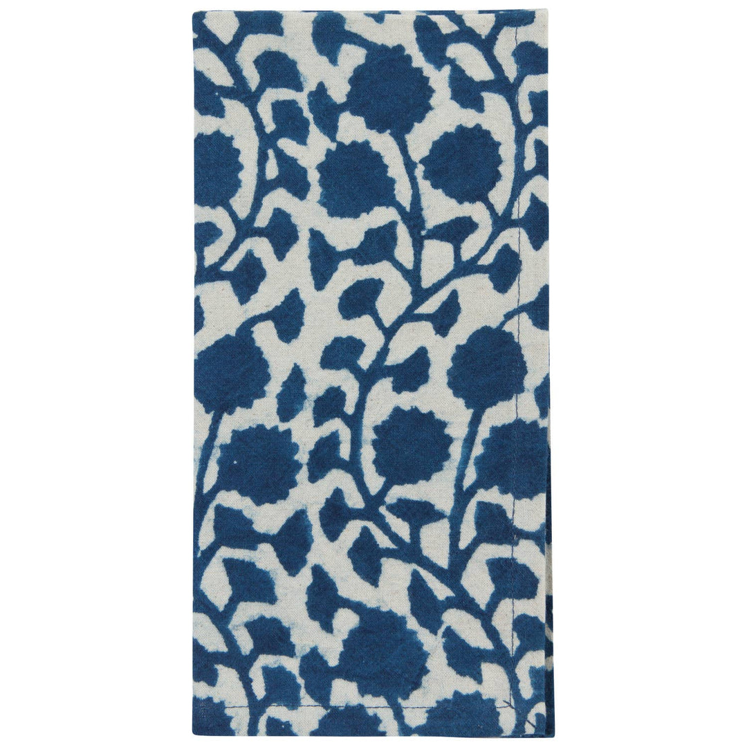 Rug with blue floral pattern on a white background