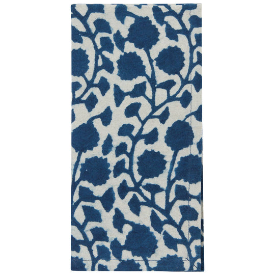 Rug with blue floral pattern on a white background