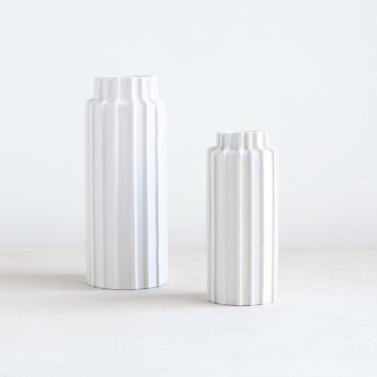 Ceramic Ribbed Cylinder Vases