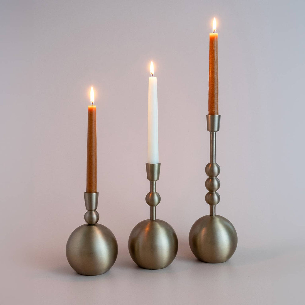 Small Stacked Orb Taper Candle Holder