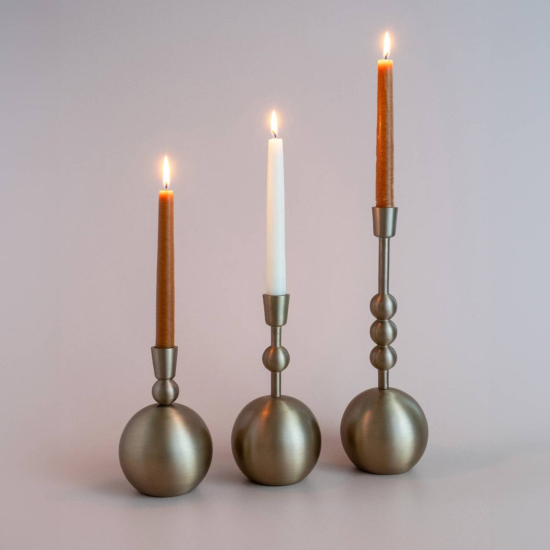 Small Stacked Orb Taper Candle Holder