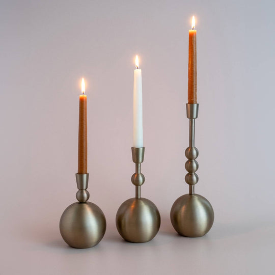 Small Stacked Orb Taper Candle Holder