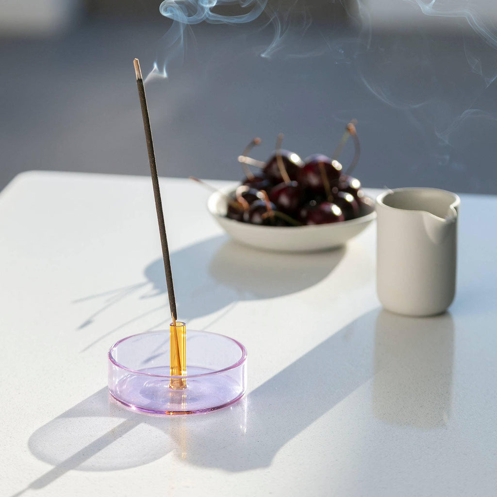 Duo Tone Borosilicate Glass Incense Holder | Block Design – Blooms