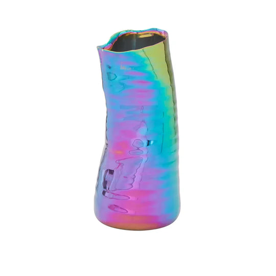 Multicolored tie-dye boot on a white background