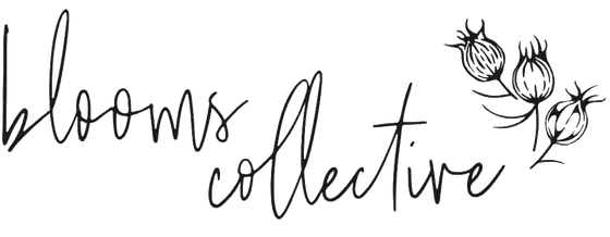 Blooms Collective logo with floral design, elegant script typography