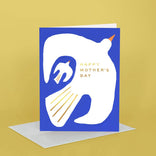 Greeting card with abstract design and 'Happy Mother's Day' text on a yellow background