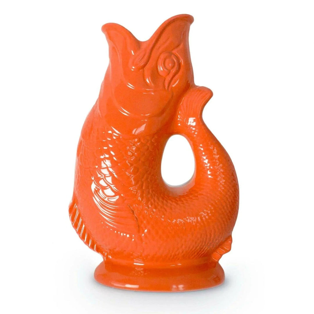 Orange Gluggle Jug ceramic fish pitcher