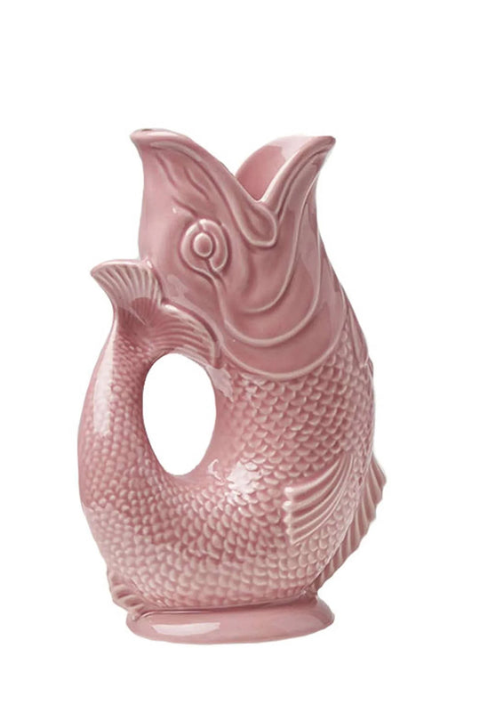 Pink Gluggle Jug ceramic fish pitcher