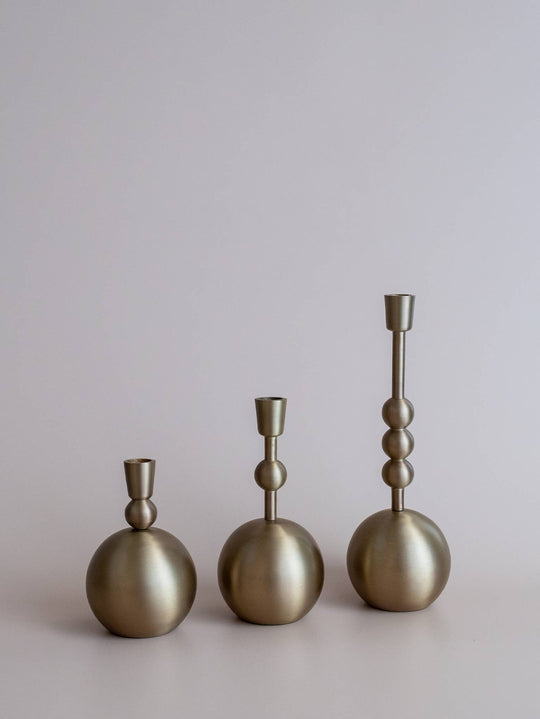 Small Stacked Orb Taper Candle Holder
