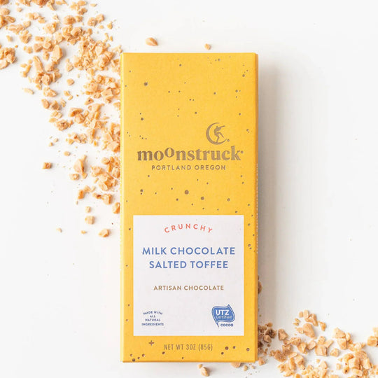 Moonstruck Crunchy Milk Salted Toffee chocolate bar