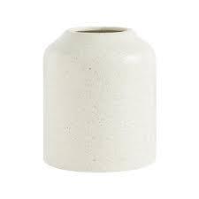 Cream ceramic vase with speckled texture, ideal for floral arrangements