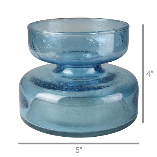 Seeded Glass Bulb Vase, Blue