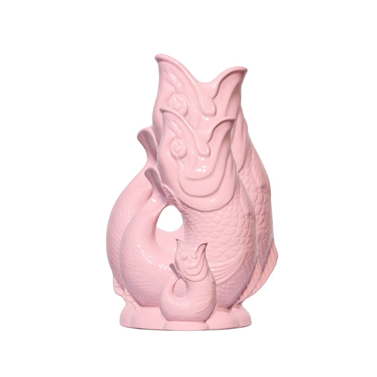 Baby Pink Gluggle Jug ceramic fish pitcher