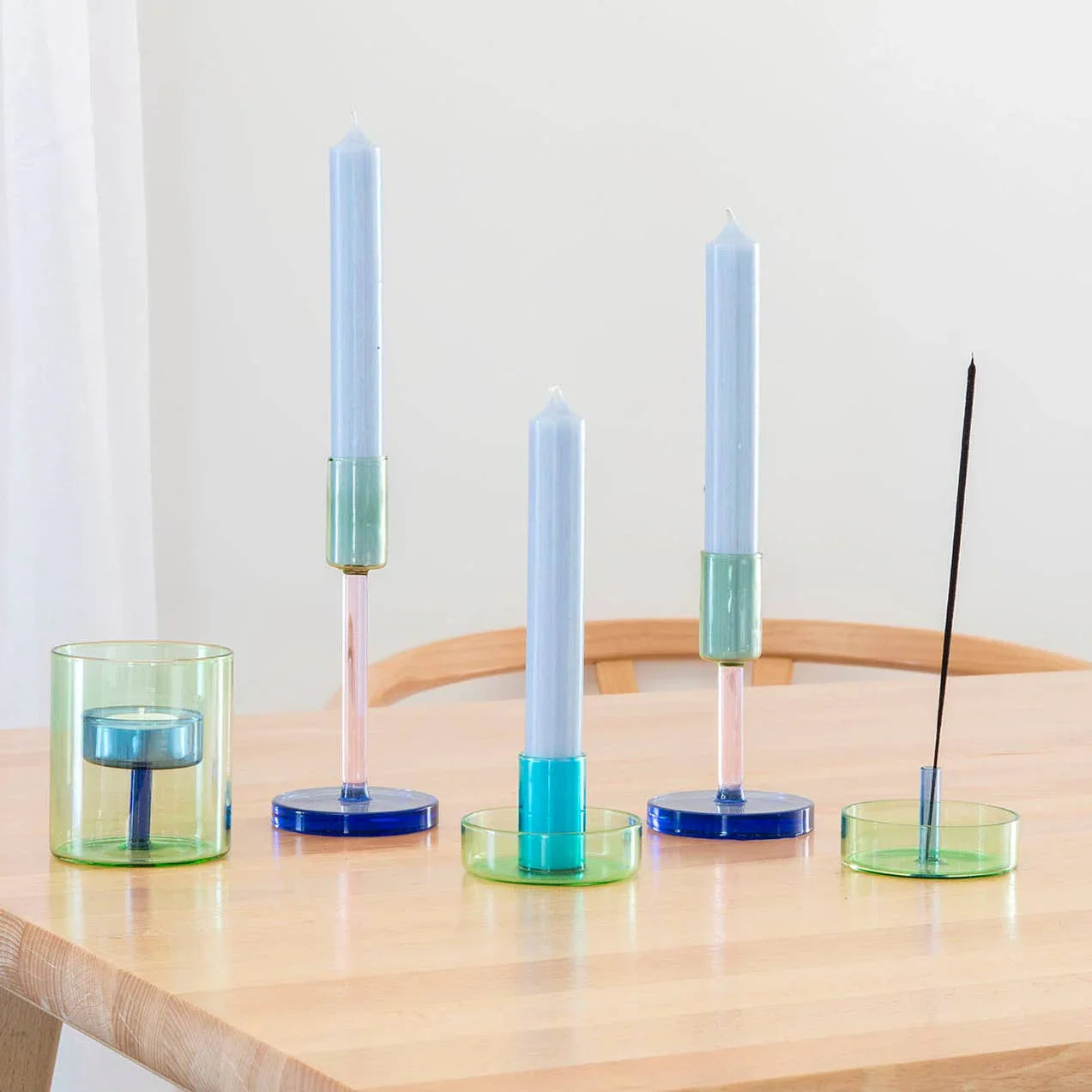 Duo Tone Borosilicate Glass Incense Holder | Block Design – Blooms