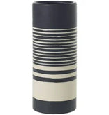 Black and cream striped ceramic vase for modern floral arrangements