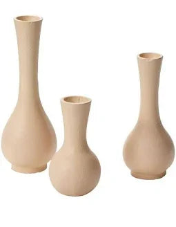 Set of three minimalist wooden vases for floral arrangements and home decor